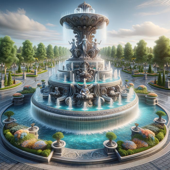 Amazing Water Fountain with Cascading Statues