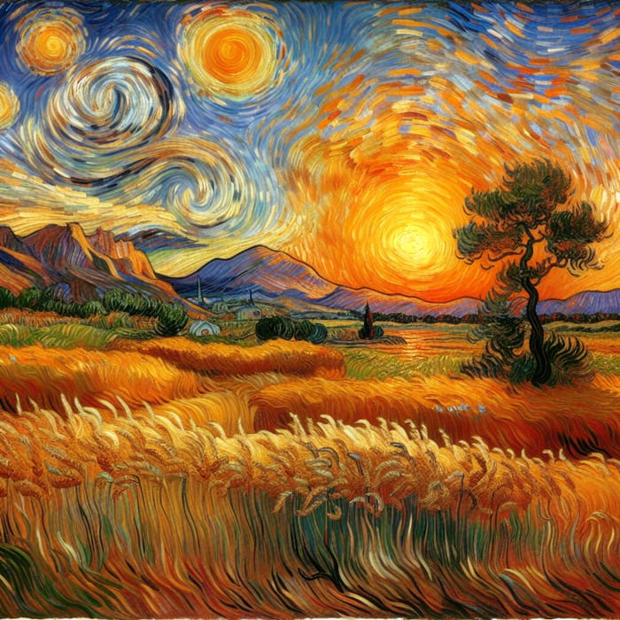 Van Gogh Inspired Post-Impressionist Landscape Painting