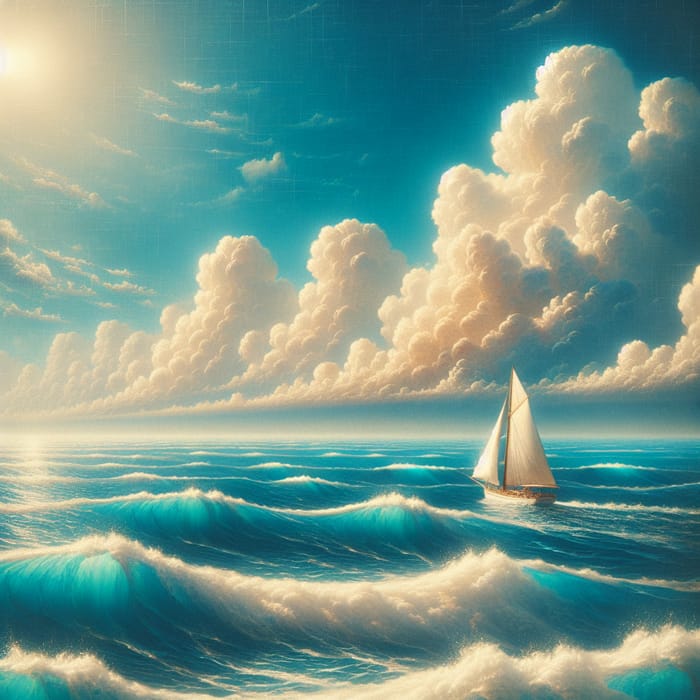 Serene Sailboat on Azure Waves - Perfect Sailing Day