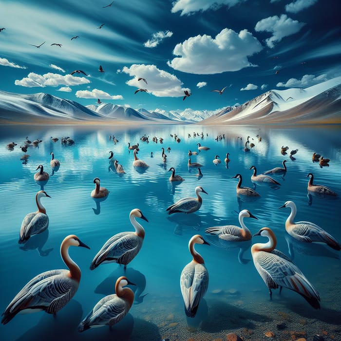 Protected Birds on a Serene Lake