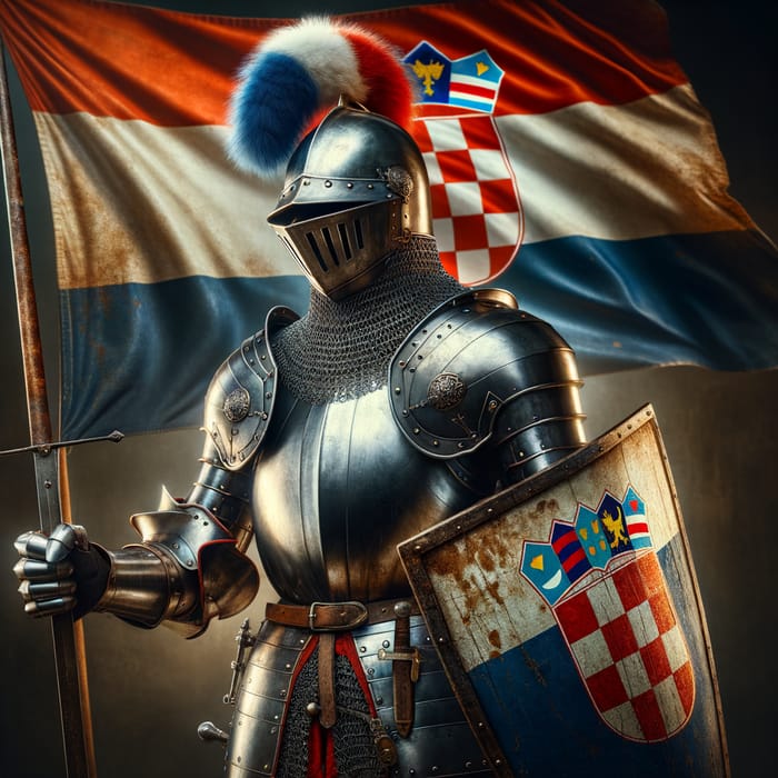 Croatian Knight: Resolute Steel Plate Armor & Flags