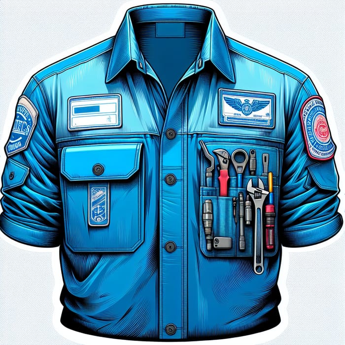 Blue Air Conditioning Technician Shirt | Middle-Eastern Design