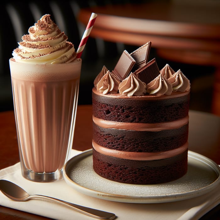 Delectable Chocolate Cake and Milkshake | Irresistible Treats