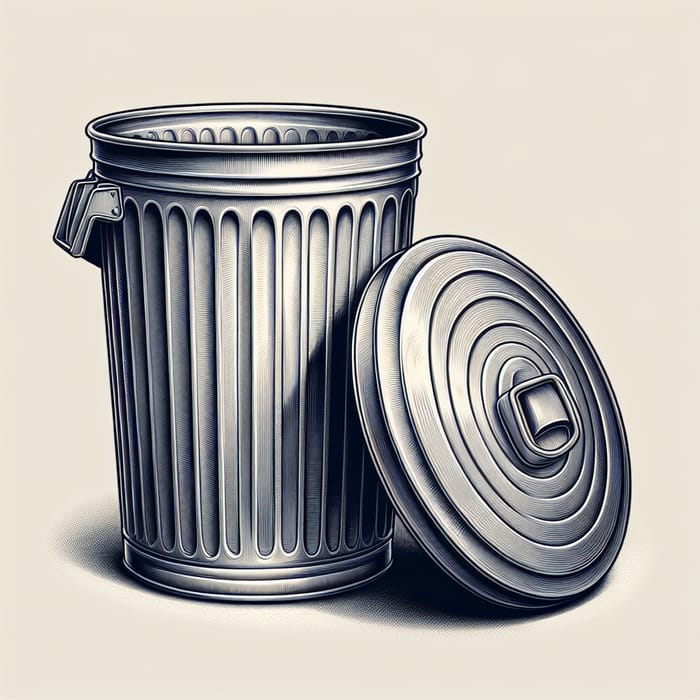 Open and Closed Trash Cans: Detailed Drawing