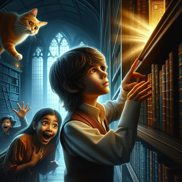 Curiosity Unveiled: Enchanting Library Scene