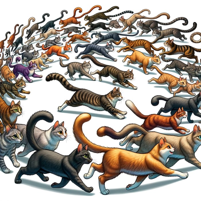 Joyful Cats Chasing Tails in Circle | Feline Playfulness