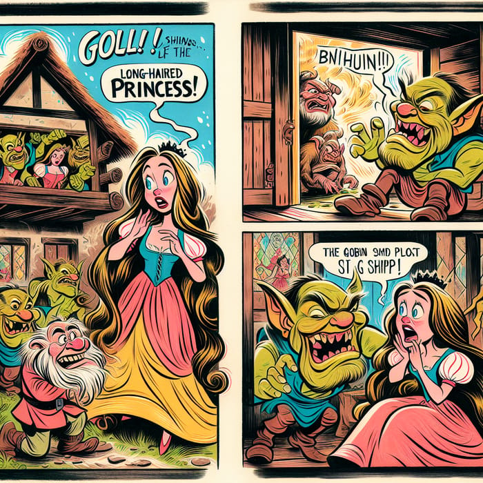 Princess Aurora Captured by Mischievous Goblins in Cozy Cottage