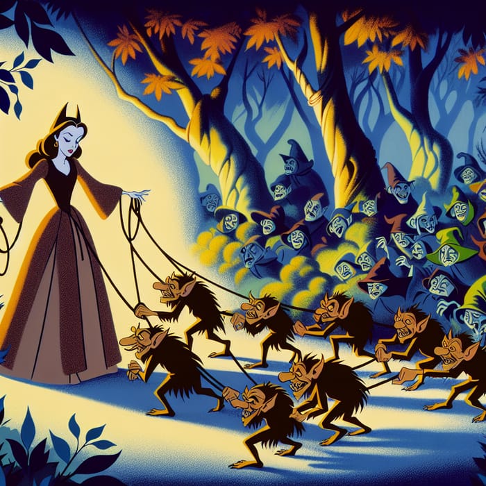Nighttime Forest Kidnapping of Princess Aurora by Evil Goblins