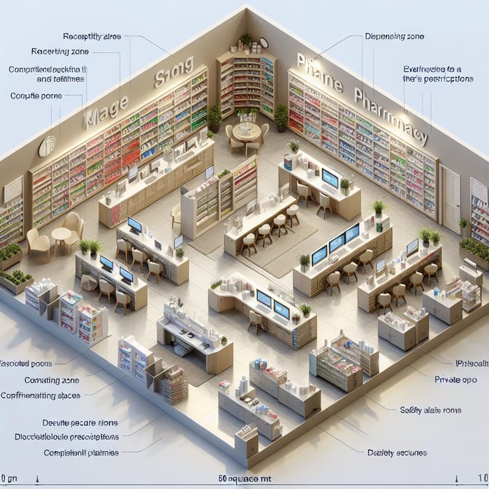 Compact Pharmacy Layout: Efficient 50 Sqm Floor Plan & Safety