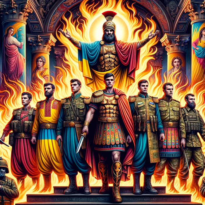 Roman Gods in Ukrainian Military Uniforms | Vibrant Image