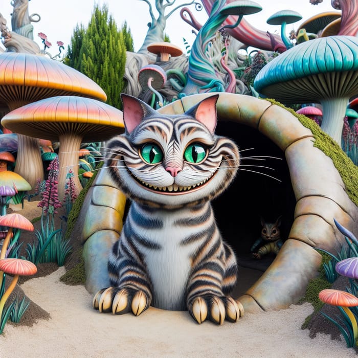 Cheshire Cat Wonderland - Enchanting Smile in Rabbit Hole