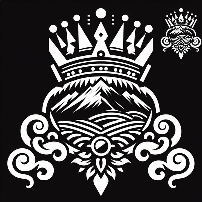 Black and White Tattoo: Grand Crown on Large Bottom Design