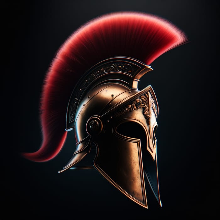Reflective Black Spartan Helmet with Red Plume