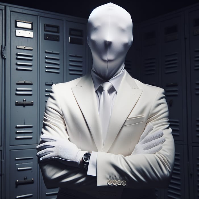 Elegant White-Suit Authority in Secret Room