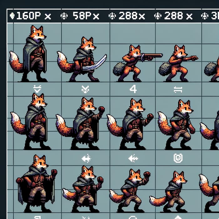 Furry Dungeons and Dragons Pixel Art Character Sprite Sheet