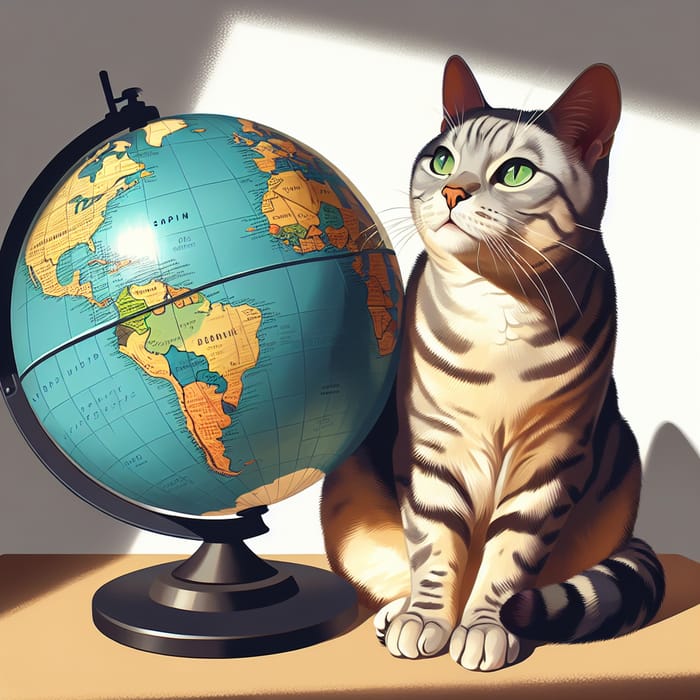 Cute Cat with Global Flair
