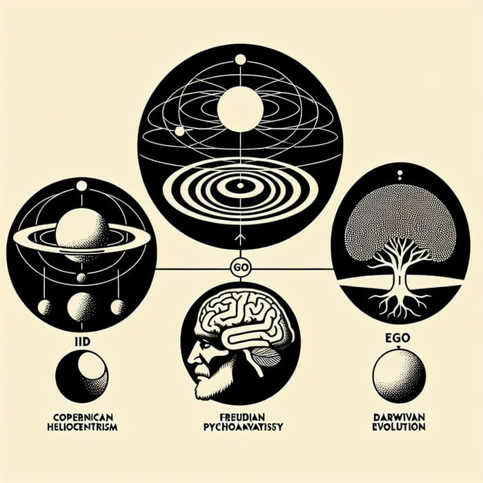 Simplistic Representation of Copernican, Freudian & Darwinian Theories