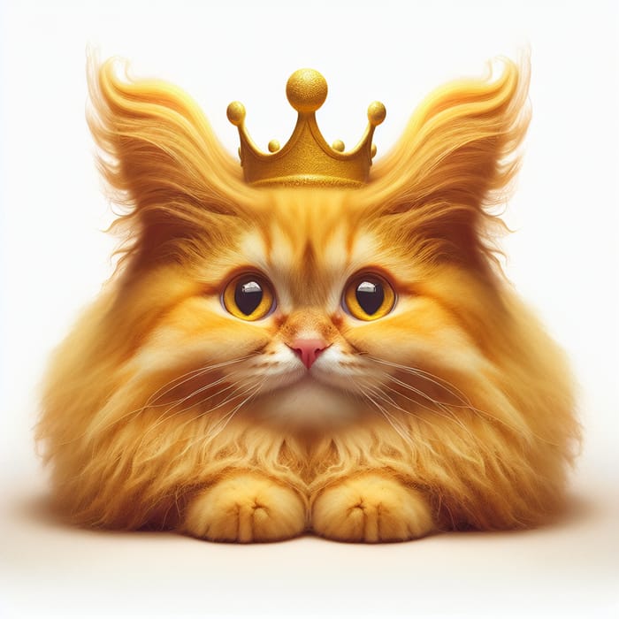 Whimsical Cat with Crown-shaped Head | Playful Yellow Cat