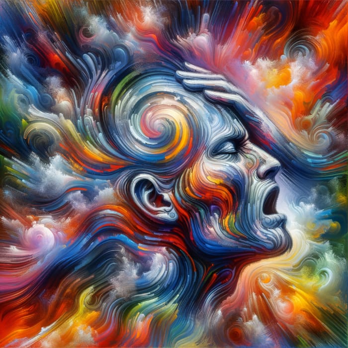 Vibrant Headache Art: A Digital Painting of Discomfort