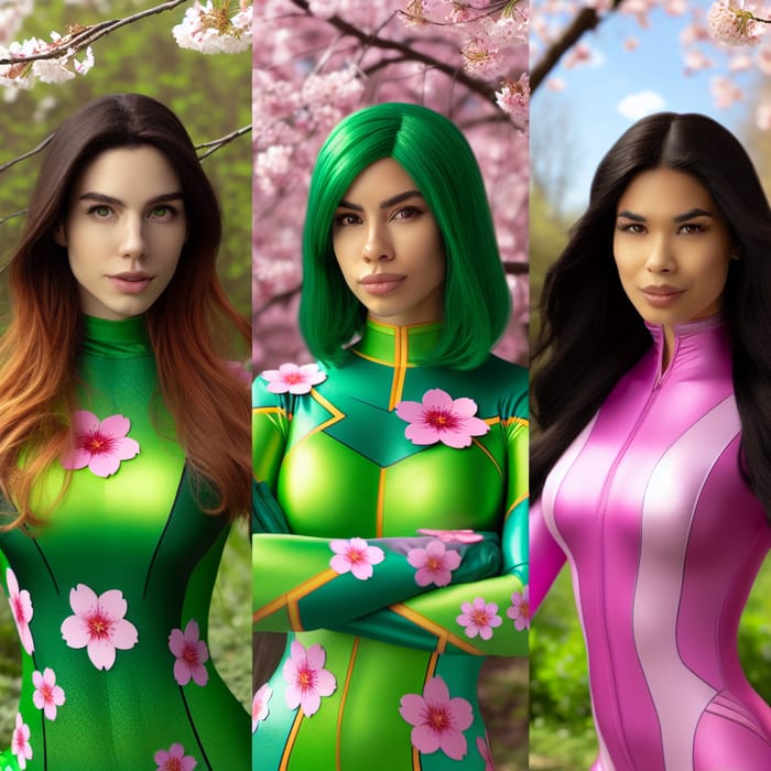 Cherry Blossom Female Superheroes: Diverse Heroes Unite In Vibrant Costumes