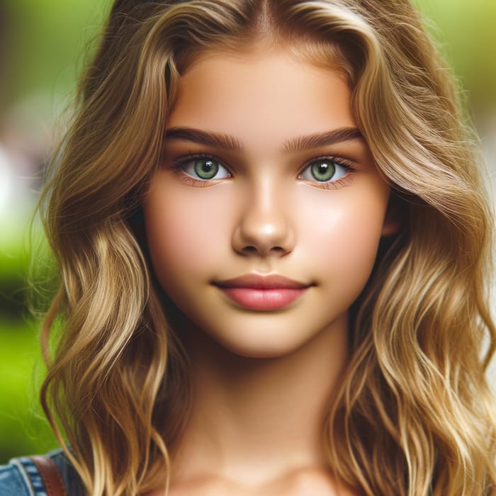14-Year-Old Caucasian Girl with Wavy Blonde Hair | Clear Hazel Eyes