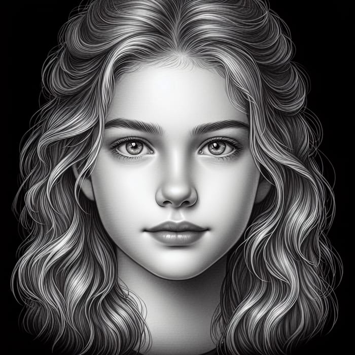 Detailed Portrait of a 14-Year-Old Caucasian Girl with Blonde Wavy Hair