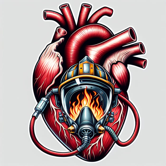 Firefighter Heart and Flames Tattoo Design