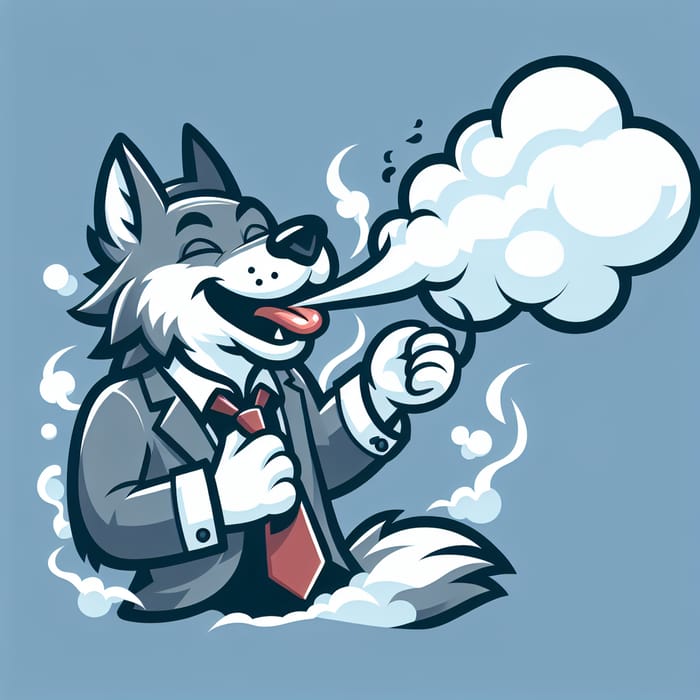 Humorous Wolf Character Releasing Cartoon-Style Gas