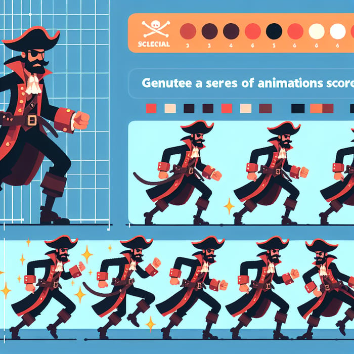 Pirate Character Animation Series: Various Actions, 15 Colors