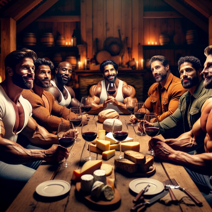 Intimate Wine Tasting Session with Diverse Muscular Men