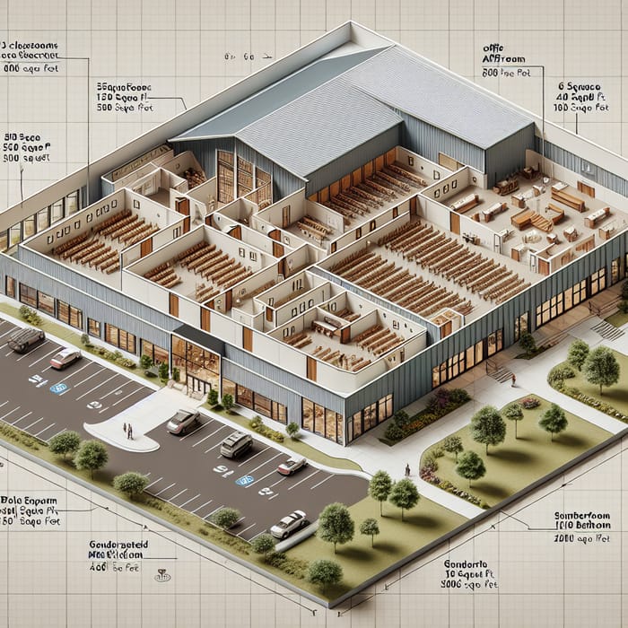 Church Building Layout: Architectural Design for 80x150 Steel Building