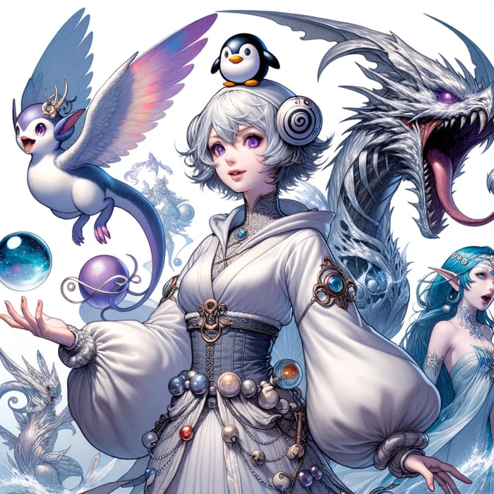 Fantasy Creature Trainer with Mythical Pokémon Companions