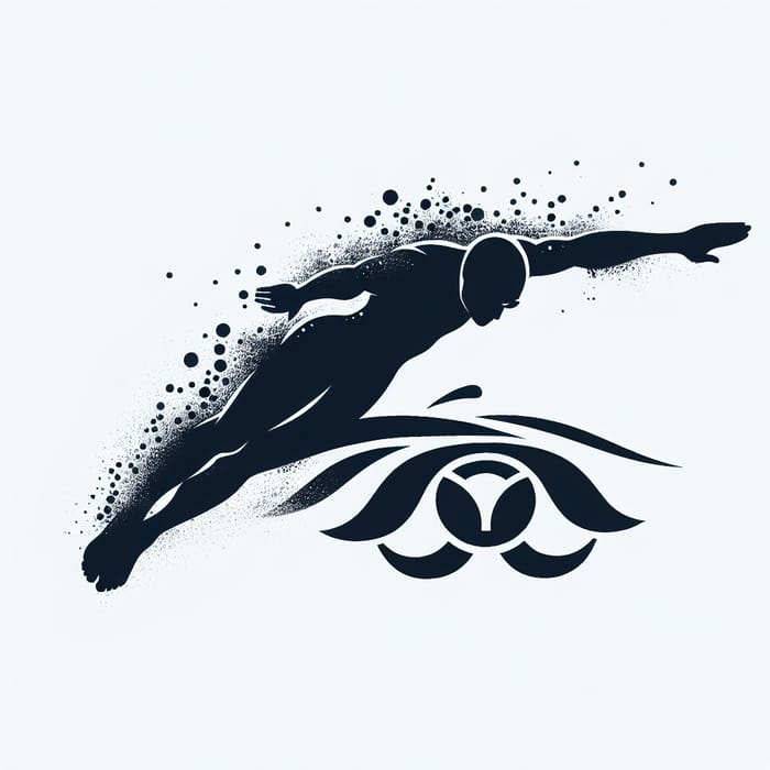 Simple Graphic of Elite Olympic Swimmer Silhouette on White Background