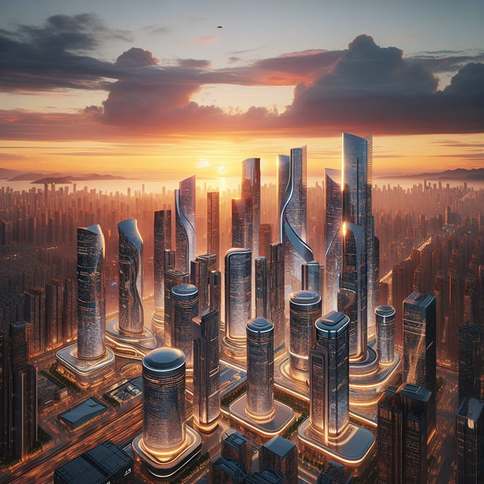 Sunset Cityscape in Futuristic Architecture | Urban Skylines