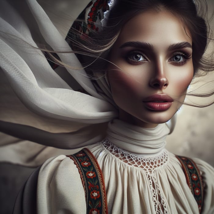 Russian Woman in Traditional Dress - Slavic Beauty Captured
