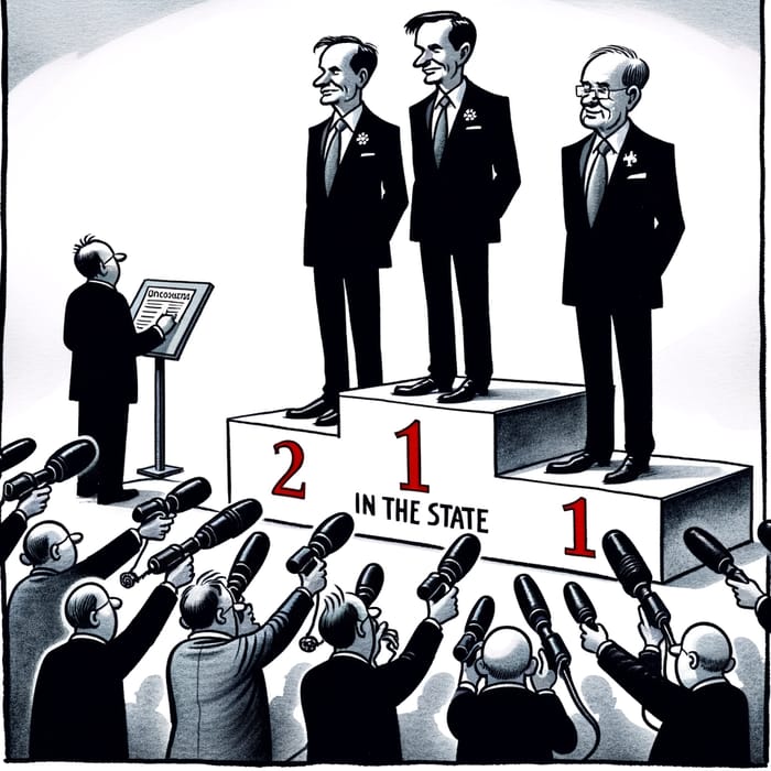 The No.1 in the State - Political Cartoon on Podium