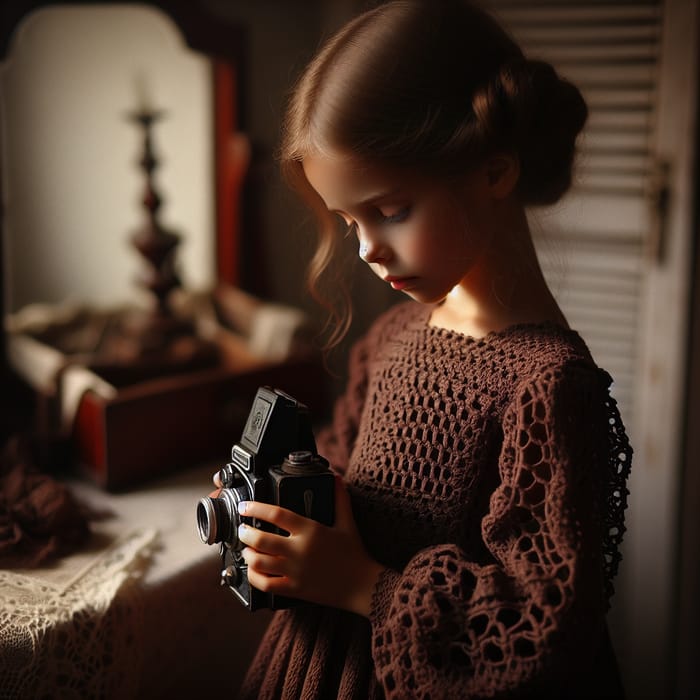 Nostalgic Innocence in Rich Brown Crochet Dress | Canon EOS 6D Mark II Portrait Photography