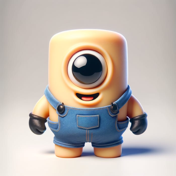 Playful Minion: Friendly Carton Character in Blue Overalls