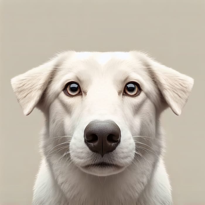 Realistic White Dog in Captivating Eye Contact