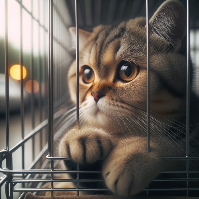 Cat in Cage - Intriguing Snapshot