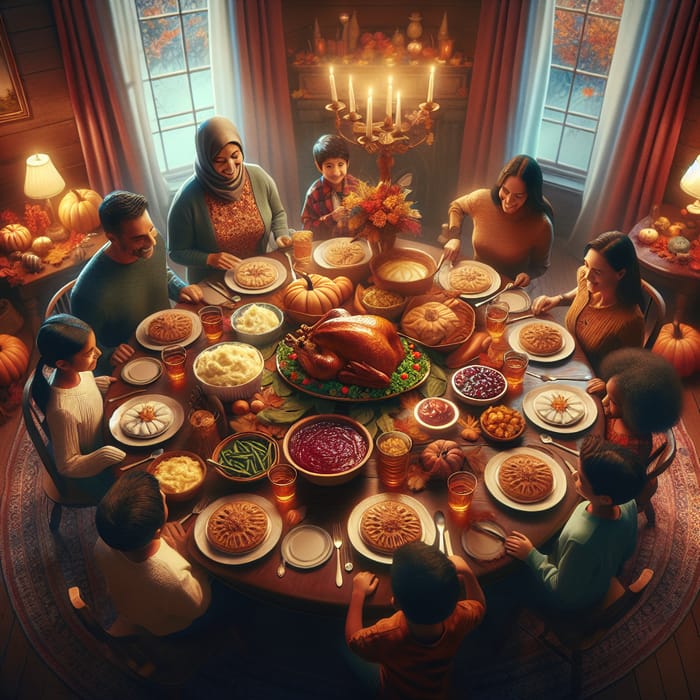 Warm Thanksgiving Gathering with Delicious Feast