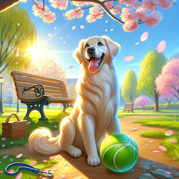 Happy Golden Retriever Dog in Park