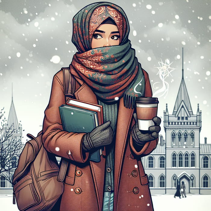 Veiled Student in Winter Attire