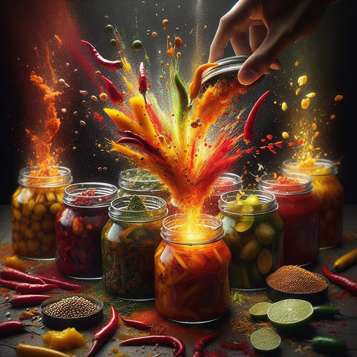 Colorful Indian Pickle Jars: Aromatic Spice Explosion