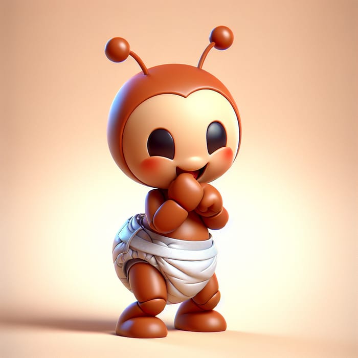 Playful Cartoon Ant in Diapers - Funny & Curious Character