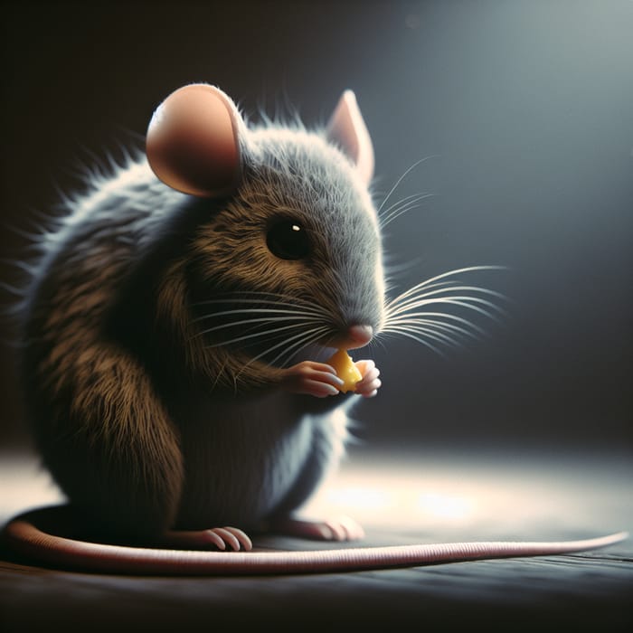 Charming Gray Raton Admiring Cheese | In a Quiet Room