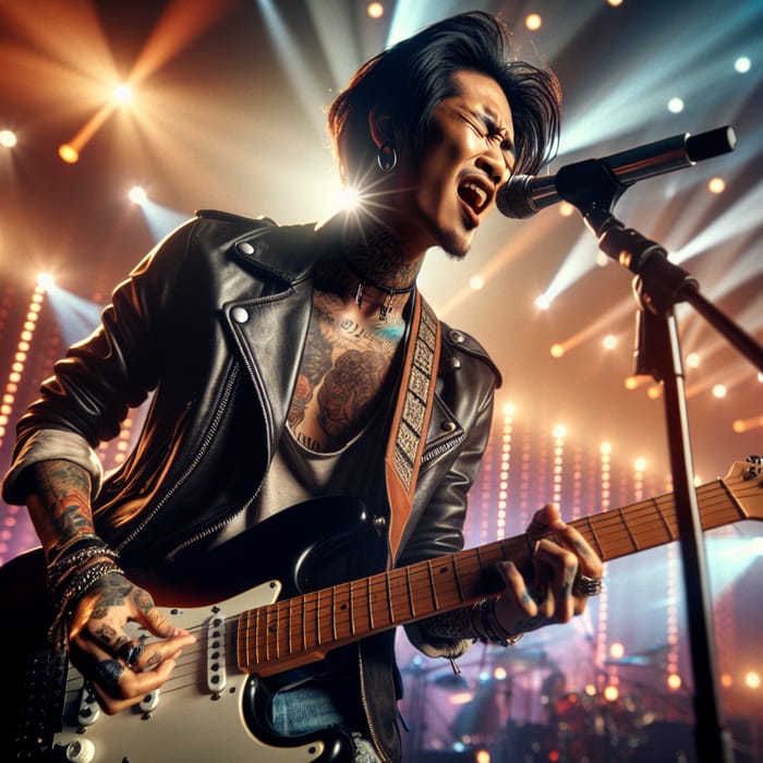 Asian Male Rockstar Guitarist | Raw Energy & Passion