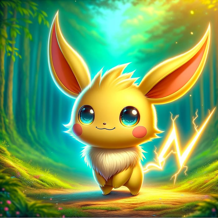 Friendly Yellow Creature in Serene Forest | Pikachu