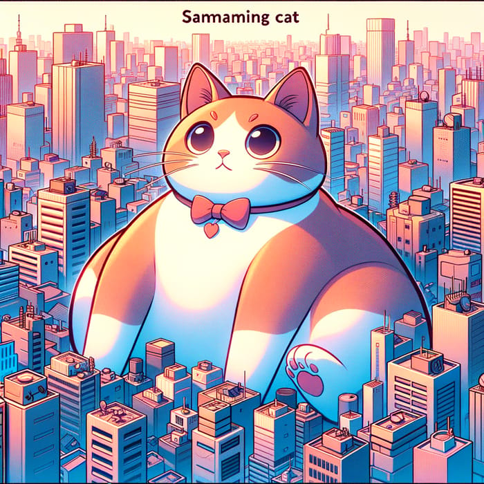 Cute Cat in Tokyo - Sailor Moon Style Anime | Charming Feline in Vibrant Cityscapes