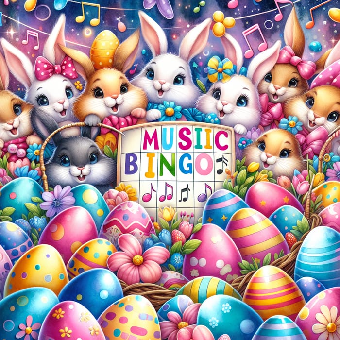Radiant Easter-Themed Music Bingo Scene | Family-Friendly Fun